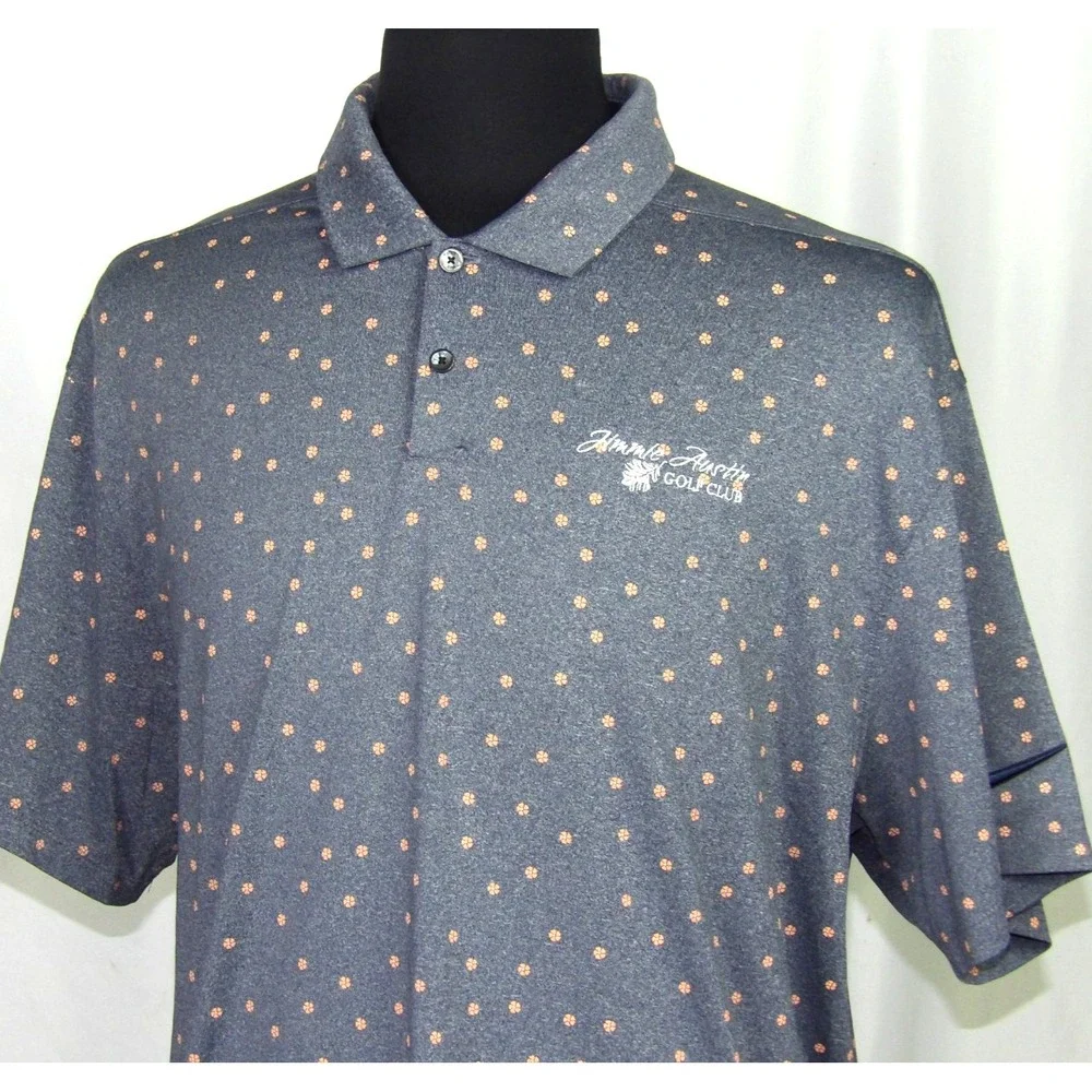 Nike‎ Dri-Fit Short Sleeved Blue Floral Stretch Polo Golf Shirt Men's XL